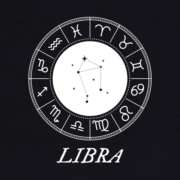 Libra Zodiac Sign Design With Constellation by My Zodiac Apparel